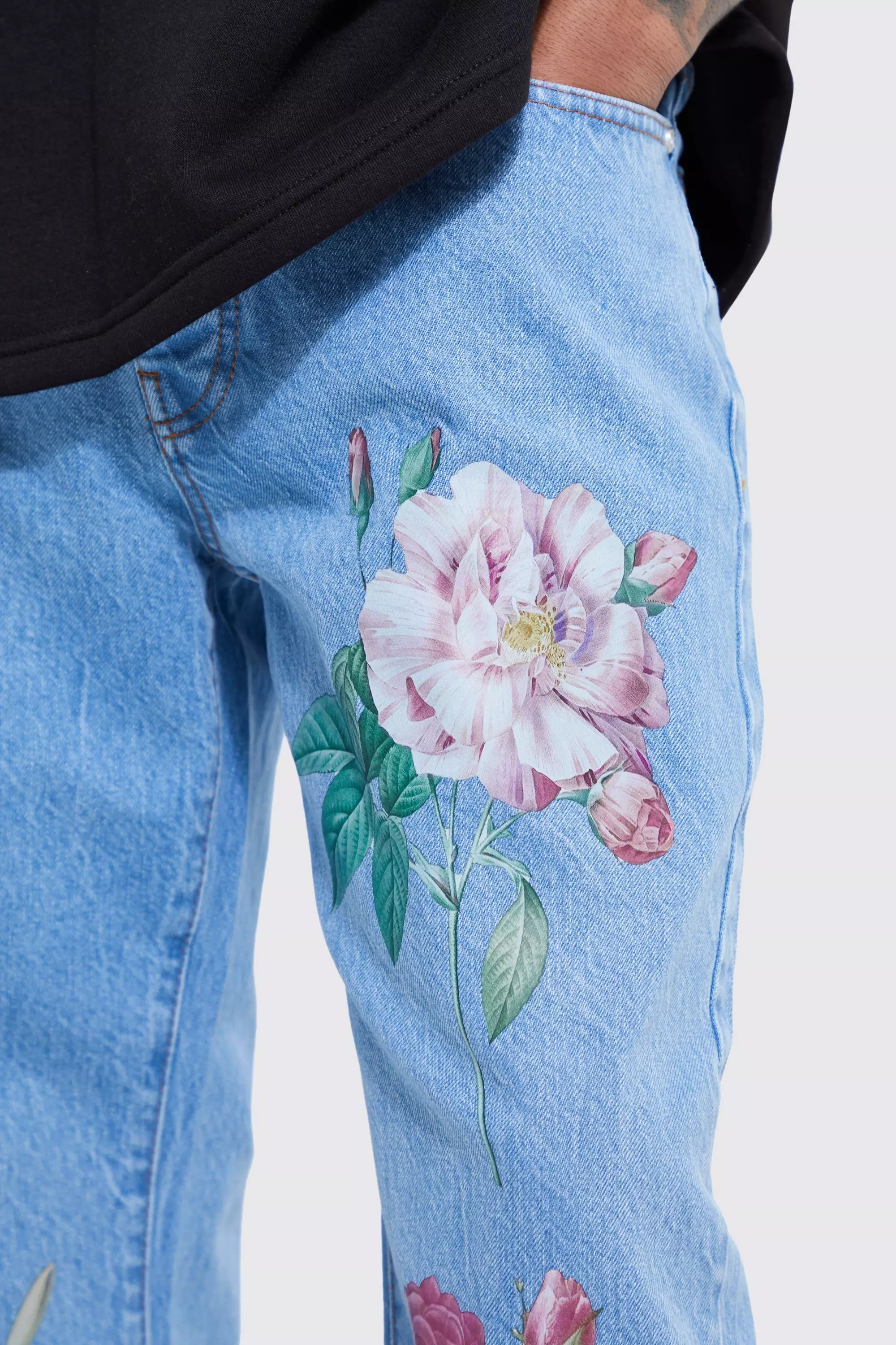 Flower print jeans online
